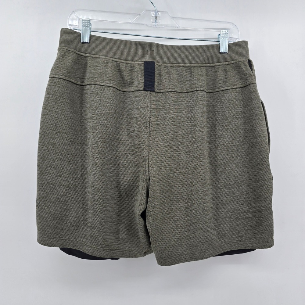 Lululemon Men's License To Train Shorts Size L Heathered Dark Olive, Lined 7" - Picture 2 of 11